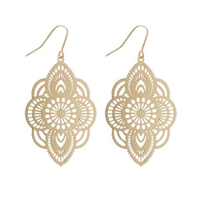 Designer gold filigree drop earring